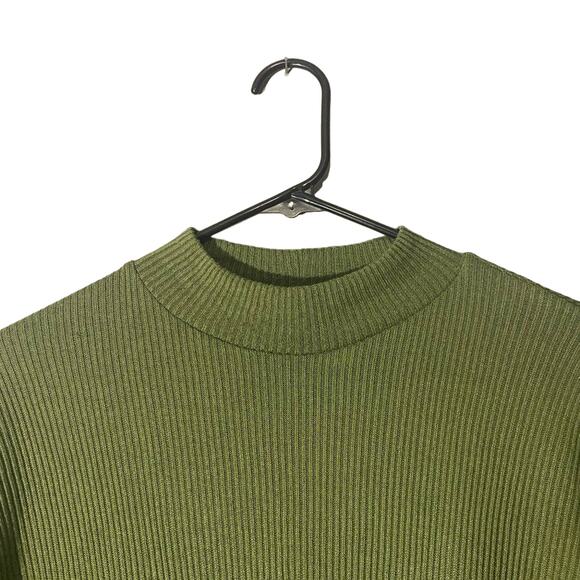 H&M Divided Green Long Sleeve Ribbed Mock Neck Blouse Women Sz S - Picture 5 of 6
